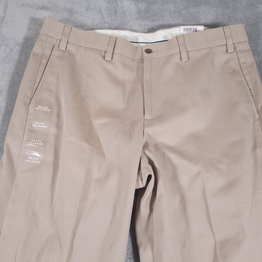 Eddie Bauer Outdoor Chino Pants Mens‎ 38x34 Khaki Relaxed Fit Straight Tan NEW